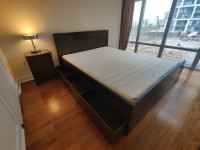 Ikea Queen Bed with Night Stand and FREE Mattress