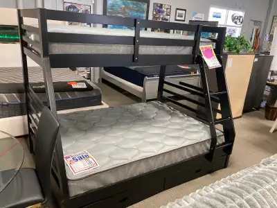 Twin over full bunk bed with drawers - brand new, View more