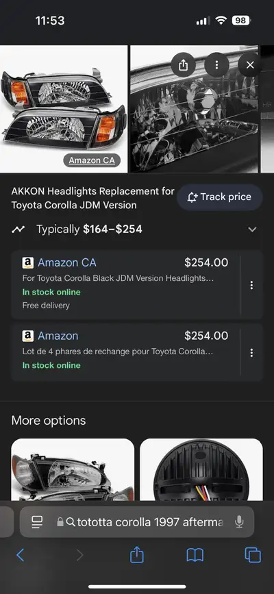 Selling these Brand new 1997 and older Toyota Corolla AfterMarket Headlights. Paid 250$ trying to ge...