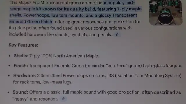 MAPEX PRO MAPLE 4PC DRUM KIT  Emerald Green 24x18,16,14,14x6.5 in Drums & Percussion in London - Image 11