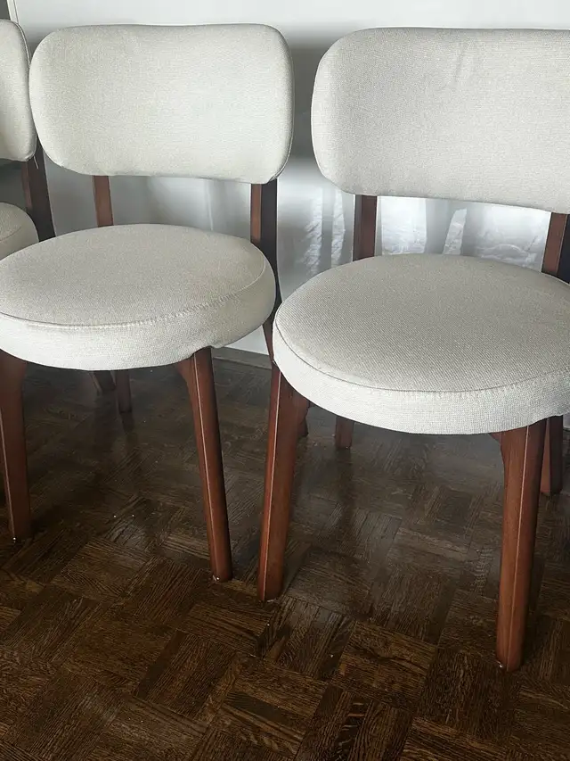 walnut and beige dining chairs in Chairs & Recliners in City of Toronto - Image 5