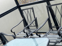 Black balcony glass table 5 chairs metal $100