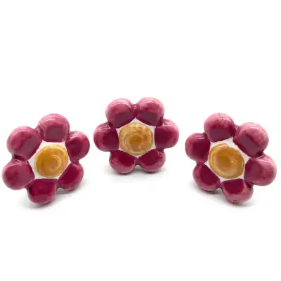 Set of 3 Ceramic Flower Drawer Pulls Knobs, View more