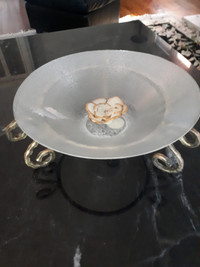 Decorative Vintage Unique Dish with Bronze Base