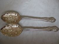 Vintage/Antique Silver-Plated, Gold-Wash, Berry Serving Spoons