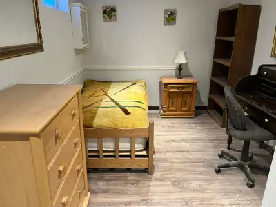 For rent, quiet basement apartment (room), separate entrance, kitchen, dinning area, washroom, laund...