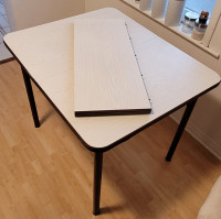 Dinning table - wood with leaf and metal legs