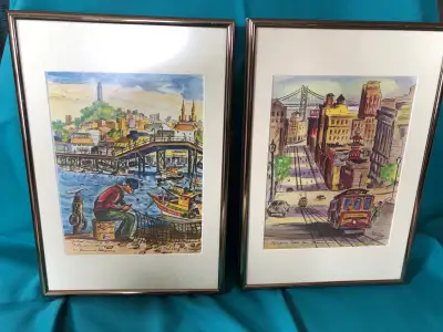 Vintage Ted Lewy Artwork Framed Famous artist Ted Lewy features San Francisco’s unique culture with...