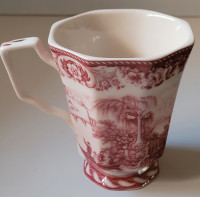 RARE! Vintage Ironstone Pink Footed Mug with 2 Lion Shield Crown
