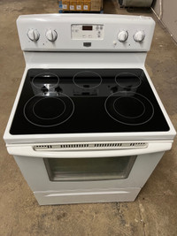  White Maytag glass top stove, nice clean working unit
