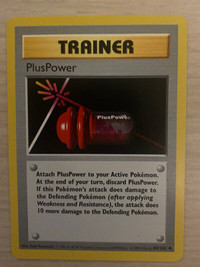 Pokemon SHADOWLESS Trainer Plus Power card - base set