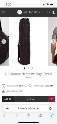 Lululemon Namaste Yoga Tote II U9075M