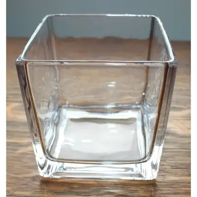 Glass Cube Vase 5"x5"x5" | Square Wedding Flower Vase, View more