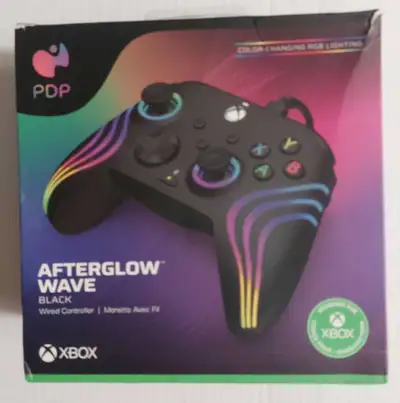 New Open Box, PDP Afterglow Wave Wired LED Controller for Xbox Series X|S/Xbox One/PC, RGB Lights, C...