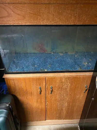 Aquarium with wooden stand. 18 W 16 H 48