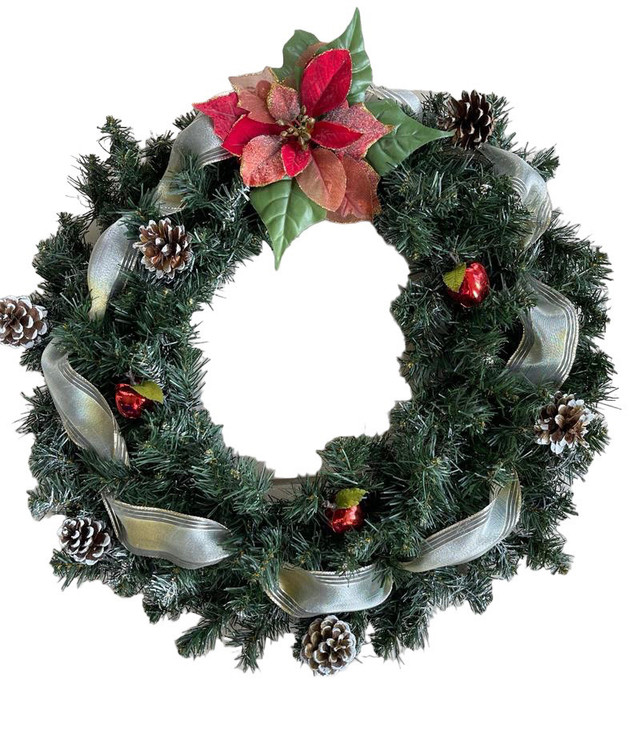 Christmas Wreath -dense- 24” -  2 available.  in Holiday, Event & Seasonal in Sarnia - Image 2