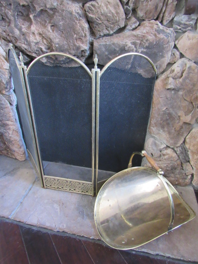 Fireplace accessories, screen and rack., View more