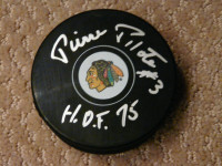 Pierre Pilote Chicago Black Hawks signed Puck Hockey HOF