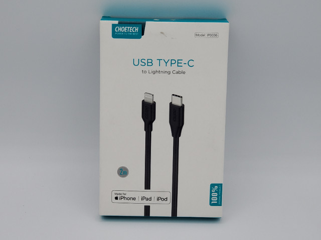 Choetech USB Type-C to Lightning Cable 2M IP0036 brand new/câble dans Autre  à Ouest de l’Île