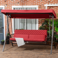 3 Person Porch Swing Bed, Outdoor Patio Swing Chair 