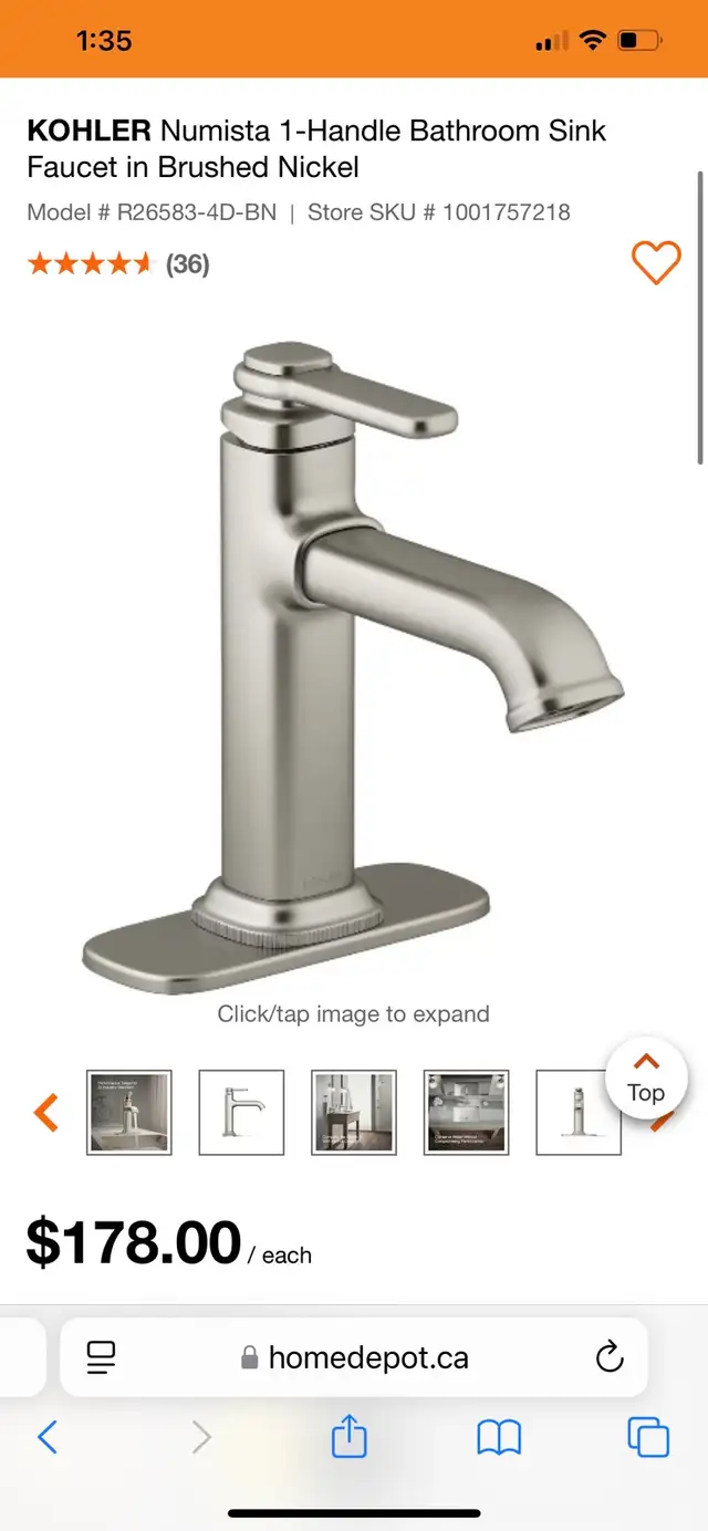 KOHLER Numista 1-Handle Bathroom Sink Faucet in brushed nickel