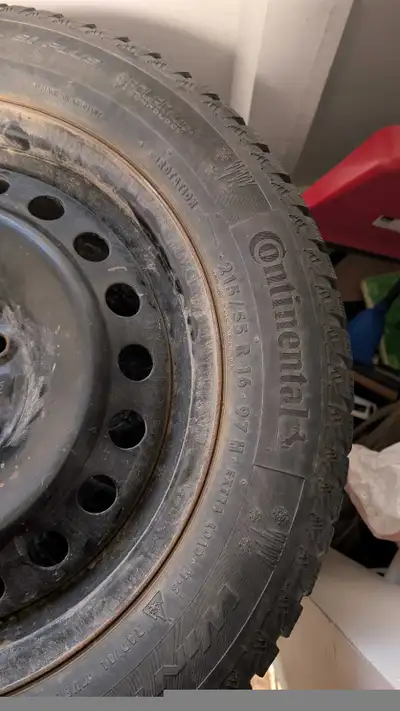 Continental Winter Tires with Rims for Sale. Good condition Size - 215/55/R16
