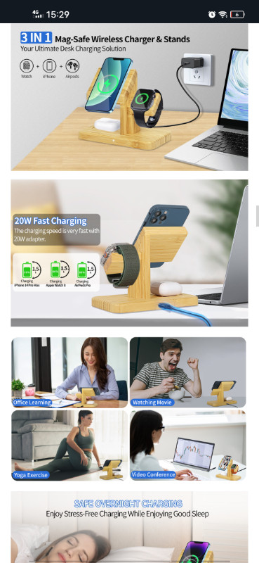 Wireless Charging Station for Apple, 3 in 1 Wireless Charger Sta in iPad & Tablet Accessories in Edmonton - Image 2