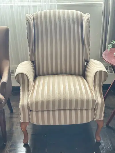 : Classic Wingback Recliner Chair - Queen Anne Style, View more