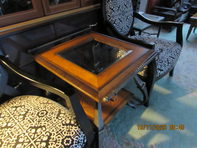 2 End tables,  cast iron frames $80 each in Coffee Tables in Hamilton