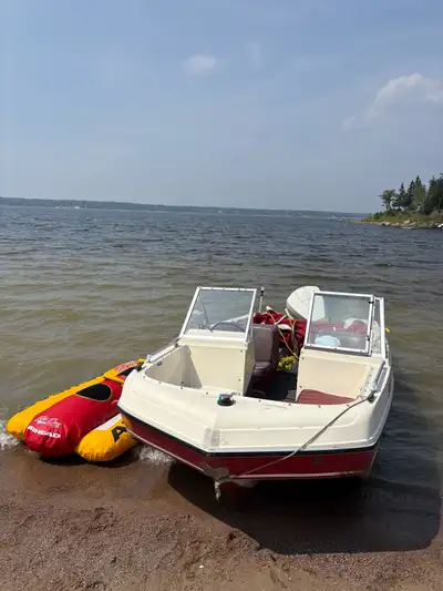Great entry level boat, reliable, just recently serviced. Boat, trailer, Bimini top and full canopy...