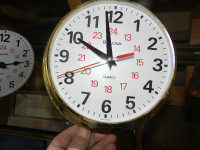 Mariner Style Metal Wall Clock, Round 9” Bulova, Quartz, plated