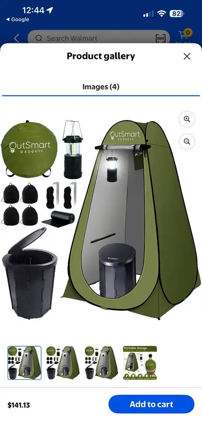 Outsmart Gadgets Portable Toilet Kit For Adults with Camping Night Lantern, Folding XL Toilet Seat,...