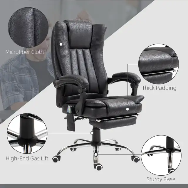 Office Chair，Vibration Massage Chair Micro Fiber Recliner in Chairs & Recliners in Markham / York Region - Image 6