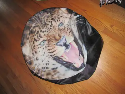 3D Leopard print pu leather waterproof JEEP tire cover punk 32 inch