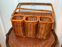 Vintage Condiment & Cutlery Wicker Basket 