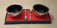 Vintage English Open Salt Cellars with Spoons