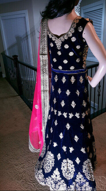 Rich Navy Velvet Dress, Indian, Bridal, Wedding, Couture (NEW) in Women's - Other in Calgary - Image 4