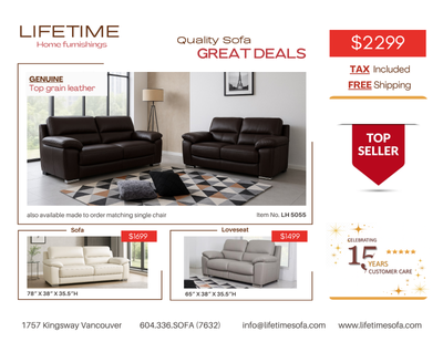 Condo Size Genuine Top Grain Leather Sofa Set tax included, View more