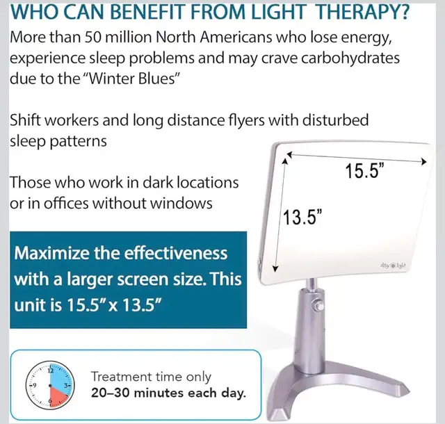 Brand new Carex Day-Light Classic Plus Bright Light Therapy Lamp in Indoor Lighting & Fans in London - Image 5