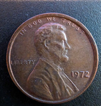1972 Lincoln Cent Die No Mint Mark Rare Good Condition