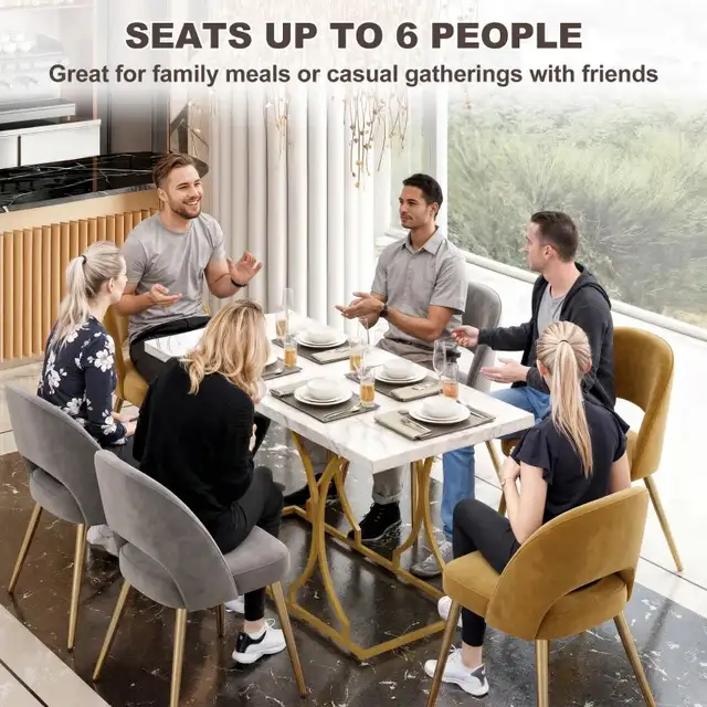 Modern marble like 59" Dining Table for 6,  Kitchen Dinner  in Dining Tables & Sets in Markham / York Region - Image 4
