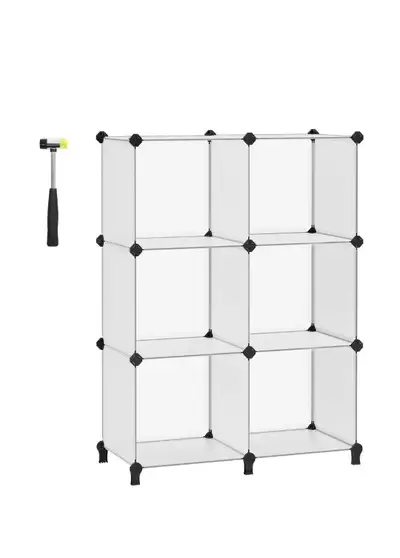SONGMICS 6 Cube Storage Unit, Modular Plastic Cube Storage Organiser with Feet, Shoe Rack, Each Cube...