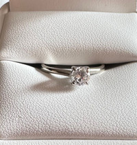 14k white gold diamond Engagement ring, .45ct, Size 6.5