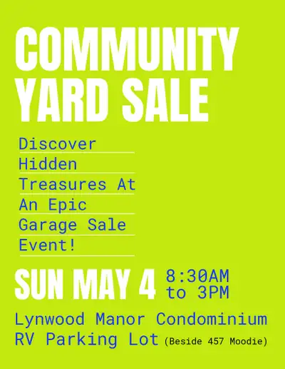 Lynwood Manor Condo Yard Sale in Bell's Corners located between Old Richmond Rd. Moodie, and Roberts...