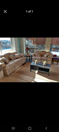 Light colour sofas, with tables, used in very good condition