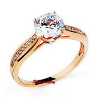 Stunning 18K Rose Gold Filled Cubic Z. Engagement Ring Sz 9 -New