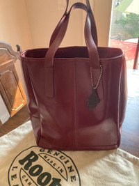 Roots red leather tote