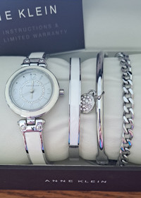 Crystal Watch and Three Bracelets with extenders by Anne Klein