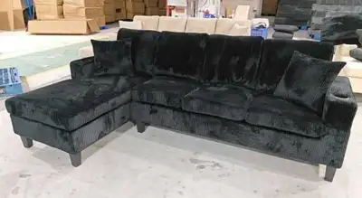 Black couduory beautiful sectional sofa for sale , View more