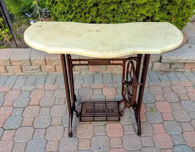 VINTAGE Cast Iron Singer Sewing machine hall table, View more
